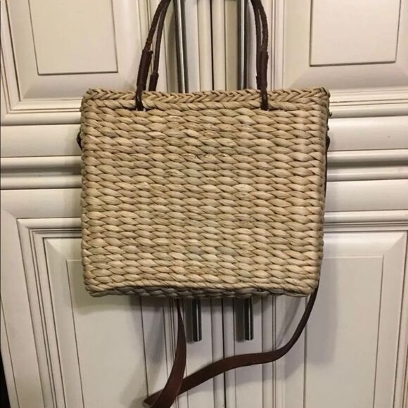 Genuine Sonoma Jeans Co. Woven Straw Purse w/ Floral Cloth Lining & Beach Scene - Picture 3 of 9